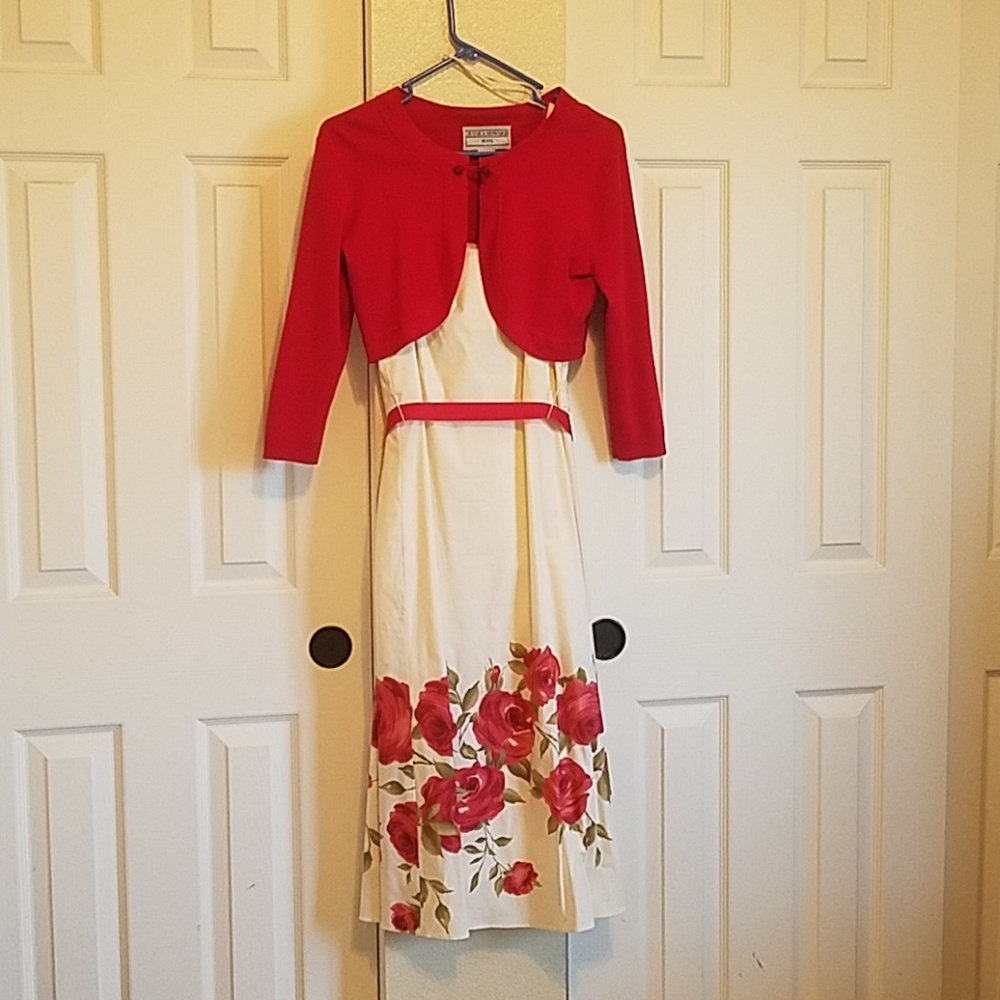 Cream and Red Dress by Jessica Howard
